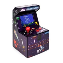 Mini Arcade Machine, 240 In-Built Games, 8-Bit Retro Arcade Games, 2.5” Full Colour Screen, 8-Way Joystick, 2 Buttons, Volume Control, Thumbs Up!