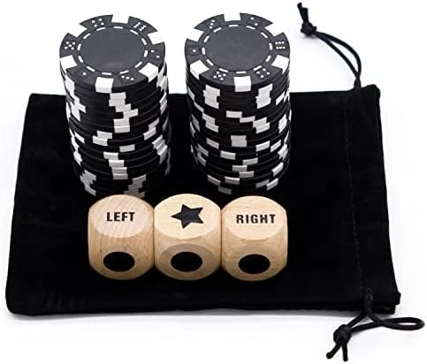 Bilywey Upgrade Left Right Center Dice Game Set With 3Pcs Beech Wood Dices + 36Pcs 11.5g Poker Chips (Red) 7 Bilywey Upgrade Left Right Center Dice Game Set With 3Pcs Beech Wood Dices + 36Pcs 11.5g Poker Chips (Red) - Image 5