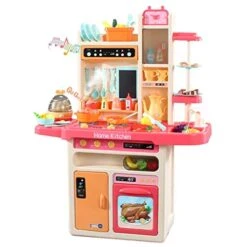 GENERIC Kitchen Toys Children's Toys Kitchens With Lighting And Sound, Analog Spray, Tap Water Flask, Tableware Accessories And Role Playing Toys Toddler Indoor Outdoor Playset (Pink, One Size)