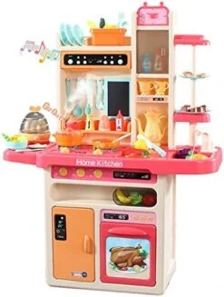 GENERIC Kitchen Toy Set Pretend Food Kitchen Suitable For Toddlers Toy Accessories Toddler Set Sound And Light Toddler Outdoor Suitable For Children Girls And Boys Toddler Toys (Pink, One Size) -Folkmanis Toys Shop 419JRiaK6fL. AC 1