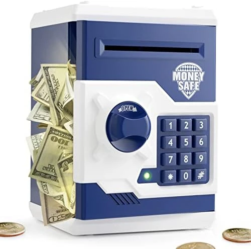 PLAYSHEEK Piggy Bank For Girls Boys Large Electronic Money Coin Banks With Password Protection, Automatic Paper Money Scroll Saving Box, Great Gift For Kids (Black-Red) 11 PLAYSHEEK Piggy Bank For Girls Boys Large Electronic Money Coin Banks With Password Protection, Automatic Paper Money Scroll Saving Box, Great Gift For Kids (Black-Red) - Image 9