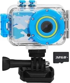 Underwater Kids Camera Toys For Kids 3-8 Boys Girls, Waterproof Kids Digital Camcorder Sports Video Camera, Toddler Kids Toys For 3 4 5 6 7 8 Year Old Birthday Gifts With 32GB SD Card(Blue) -Folkmanis Toys Shop 419szerEwJL. AC