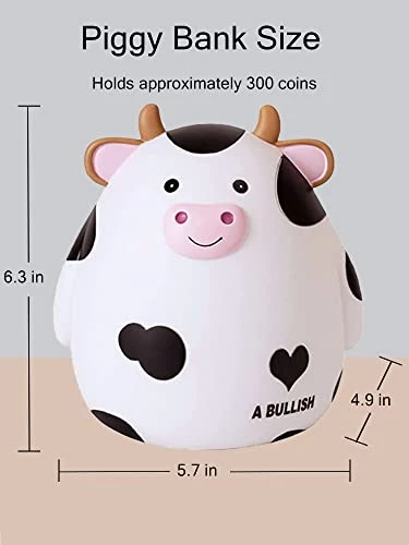 Cow Piggy Bank,Kids Money Bank For Boys,Cute Coin Bank Large Piggy Banks,Plastic Animal Banks Birthday For Boys Girls,Adult Coin Saving Boxes Home Decoration(White) 6 Cow Piggy Bank,Kids Money Bank For Boys,Cute Coin Bank Large Piggy Banks,Plastic Animal Banks Birthday For Boys Girls,Adult Coin Saving Boxes Home Decoration(White) - Image 4