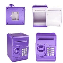 HUSAN Piggy Banks For Kids, Electronic Password Code Money Banks ATM Banks Box Coin Bank For Children Boys And Girls (Purple Gold) -Folkmanis Toys Shop 41A744qrRML