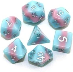7PCS Polyhedral DND Dice, D&D Dice Set Translucent Tricolour Resin Dice With 3 Overlays For Role Playing Dice Games As DND RPG MTG Table Games (White Violet Blue) -Folkmanis Toys Shop 41AGS76wtXL. AC