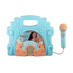 EKids Disney Moana Sing Along Boom Box Speaker With Microphone For Fans Of Moana Toys, Kids Karaoke Machine With Built In Music And Flashing Lights