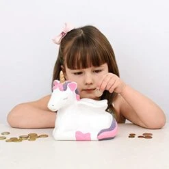 Unicorn Ceramics Piggy Bank For Girls, Perfect Unique Gifts For Girls, Coin Bank, Home Decoration, Nursery Décor, Keepsake, Savings Piggy Bank For Kids -Folkmanis Toys Shop 41BavThmhxS