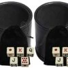 Black PU Leather Dice Cup With 16mm Ivory-Tone Spanish Poker Dice Plus Storage Pouch Set -Folkmanis Toys Shop 41BcZBaPXEL