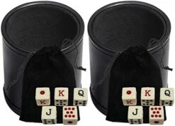 Black PU Leather Dice Cup With 16mm Ivory-Tone Spanish Poker Dice Plus Storage Pouch Set -Folkmanis Toys Shop 41BcZBaPXEL. AC