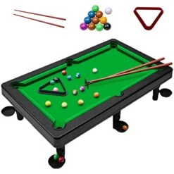 Mini Pool Table Playset, Mini Billiards Table Top Game For Kids Adults, Mini Table Top Pool Set Billiards, Small Billiards Game With Resin Balls, Fun Home & Office Desk Games (27.5*19.2*7.5cm)