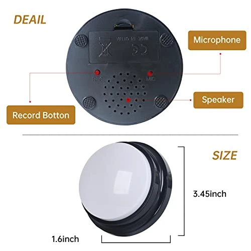 PELTEFLU Voice Recording Button, 30 Second Record Button For Dog Pet Interactivity, Gift For Friend, Family, 8 Color Have Coffee And White 8 PELTEFLU Voice Recording Button, 30 Second Record Button For Dog Pet Interactivity, Gift For Friend, Family, 8 Color Have Coffee And White - Image 6