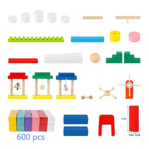 Wondertoys 600 PCS Dominoes Set For Kids Wooden Building Blocks 6 Colors Bulk Dominoes Racing Tile Games Educational Toy For Kids Birthday Party With 11 Add-on Blocks And 1 Storage Bag 7 Wondertoys 600 PCS Dominoes Set For Kids Wooden Building Blocks 6 Colors Bulk Dominoes Racing Tile Games Educational Toy For Kids Birthday Party With 11 Add-on Blocks And 1 Storage Bag - Image 5