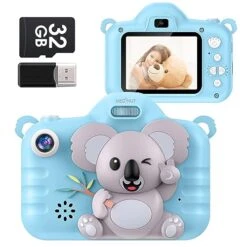 MEGNUT Kids Camera Toys For 3-9 Year Old Girls/Boys, 1080P Digital Video Camcorder Camera For Toddler, Christmas Birthday Gifts For Children 48MP Selfie Camera 2.4“ IPS Screen, 32GB SD Card, Blue