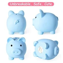 Large Piggy Bank, Unbreakable Plastic Money Bank, Coin Bank For Girls And Boys, Large Size Piggy Banks, Practical Gifts For Birthday, Christmas, Baby Shower (Blue) -Folkmanis Toys Shop 41C0sGCGMaS