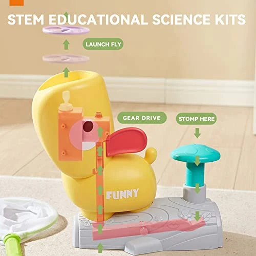 BAKAM Outside Toys For Kids Ages 4-8, Toddler Sports Outdoor Playset Ages 3-5 Flying Disc Stomp Launcher Toy Kit, Fun Flyer Saucers Indoor Party Game (Yellow) 6 BAKAM Outside Toys For Kids Ages 4-8, Toddler Sports Outdoor Playset Ages 3-5 Flying Disc Stomp Launcher Toy Kit, Fun Flyer Saucers Indoor Party Game (Yellow) - Image 4