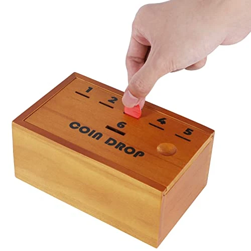 Juegoal Coin Drop Set, Pennies Dice Games For Kids And Adults, Wooden Tabletop Board Game Sets For 2-6 Player, Wood Penny Game Box Includes 48 Chips & 1 Dice, Interactive Families Toys 8 Juegoal Coin Drop Set, Pennies Dice Games For Kids And Adults, Wooden Tabletop Board Game Sets For 2-6 Player, Wood Penny Game Box Includes 48 Chips & 1 Dice, Interactive Families Toys - Image 6