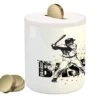 Ambesonne Baseball Piggy Bank, Baseball Background With Dots And Grunge Dark Lettering Batting Team Game, Ceramic Coin Bank Money Box For Cash Saving, 3.6" X 3.2", Black Yellow -Folkmanis Toys Shop 41CFJGImYPL