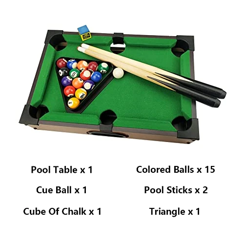 Benfu Mini Table Billiards Game, Home And Office Desktop Billiards Game, Including Pool Table 15 Colorful Balls, 1 Cue Ball, 2 Billiard Sticks, 1 Chalk Triangle Cube 4 Benfu Mini Table Billiards Game, Home And Office Desktop Billiards Game, Including Pool Table 15 Colorful Balls, 1 Cue Ball, 2 Billiard Sticks, 1 Chalk Triangle Cube - Image 2