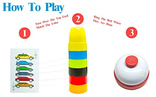 WOBOX Quick Cups Games For Kids,Speed Cup Game Set For Family,54 Cards,24 Cups,24 Stickers,1 Bells,Classi Stacks Cups Set For Kid & Adults 4 WOBOX Quick Cups Games For Kids,Speed Cup Game Set For Family,54 Cards,24 Cups,24 Stickers,1 Bells,Classi Stacks Cups Set For Kid & Adults - Image 2