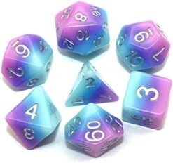 7PCS Polyhedral DND Dice, D&D Dice Set Translucent Tricolour Resin Dice With 3 Overlays For Role Playing Dice Games As DND RPG MTG Table Games (White Violet Blue) -Folkmanis Toys Shop 41CzBWzFd L. AC