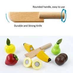 PairPear Wooden Play Food Cutting Fruit Set - Wooden Toys For Toddlers Toy Food Play Kitchen Accessories -Folkmanis Toys Shop 41D0x6flNaL