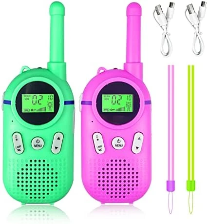 Wcfish Walkie Talkies For Kids, 2 Pack 22 Channels 2 Way Radio With Backlight LCD Flashlight, 3KMs Long Range Kids Toys For 3-12 Years, Children's Outdoor Adventure Camping Hiking Game (Green+Pink) 9 Wcfish Walkie Talkies For Kids, 2 Pack 22 Channels 2 Way Radio With Backlight LCD Flashlight, 3KMs Long Range Kids Toys For 3-12 Years, Children's Outdoor Adventure Camping Hiking Game (Green+Pink) - Image 7