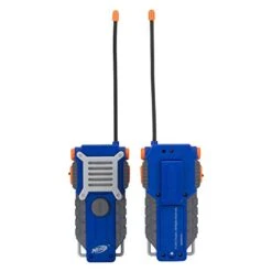 Nerf Walkie Talkie For Kids Fun At The Touch Of A Button, Set Of 2, 1000' Range By Sakar, Rugged Pair Battery Powered Gray Blue & Orange -Folkmanis Toys Shop 41DkKvhhbCL