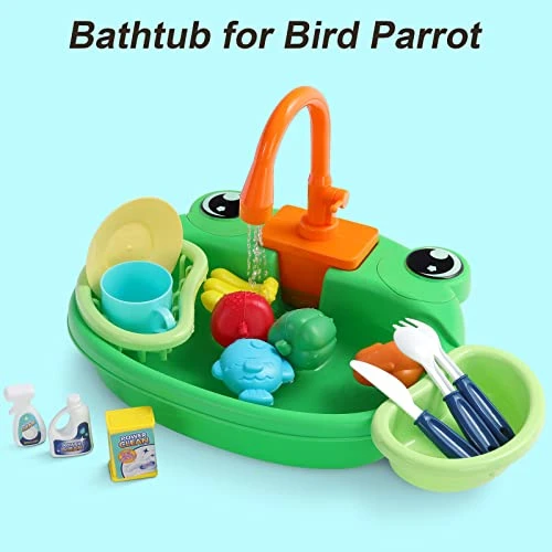 GuDoQi Kitchen Sink Toy For Kids, Frog Model Pretend Play Kids Electric Dishwasher With Running Water, Easy To Installed Automatic Water Cycle System, Washing Vegetables, Birthday Gift For 3-7 Kids 4 GuDoQi Kitchen Sink Toy For Kids, Frog Model Pretend Play Kids Electric Dishwasher With Running Water, Easy To Installed Automatic Water Cycle System, Washing Vegetables, Birthday Gift For 3-7 Kids - Image 2