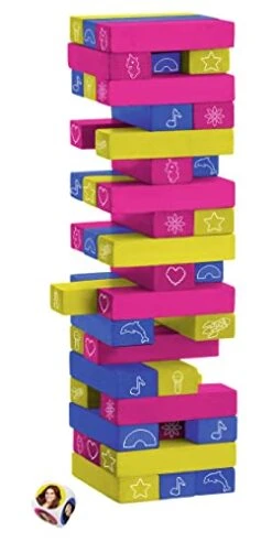 K3 Action Game - Rainbow Tower - With 54 Stacking Blocks And Dice -Folkmanis Toys Shop 41EHMnq230L
