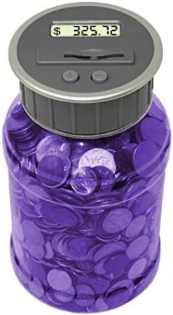 Digital Coin Bank Savings Jar By DE - Automatic Coin Counter Totals All U.S. Coins Including Dollars And Half Dollars - Original Style, Glow In The Dark -Folkmanis Toys Shop 41EYRMTi4uL. AC