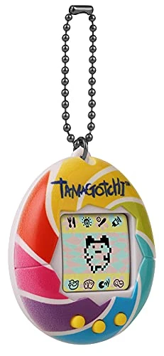 TAMAGOTCHI 42879 Bandai, Gen 1, Candy Swirl With Chain-The Original Virtual Reality Pet, Multicolor
