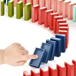 FEBUD Electric Domino Train Set, 2022 New Domino Blocks Train Toy, Automatic Domino Construction Stacking Toy Domino Rally Electric Train Set For Boys And Girls, Gifts