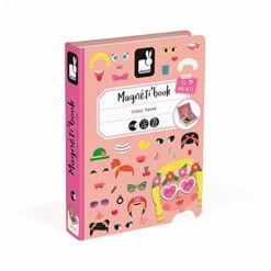 Janod MagnetiBook 66 Pc Magnetic Girl Crazy Face Dress Up Game - Ages 3+ J02717 -Folkmanis Toys Shop 41F99JSxenL