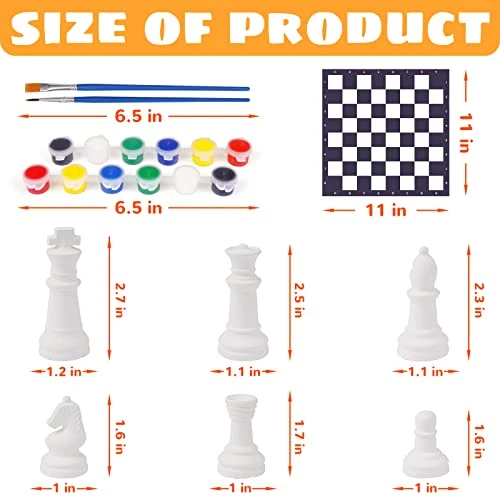 Painting Chess Set For Kids- Hand Painting Kit For Kids (2 In 1) Kids Arts And Crafts Set Painting Your Own Chess Set Painting Toys Colorful Plaster Chess Pieces Education Toys 9 Painting Chess Set For Kids- Hand Painting Kit For Kids (2 In 1) Kids Arts And Crafts Set Painting Your Own Chess Set Painting Toys Colorful Plaster Chess Pieces Education Toys - Image 7