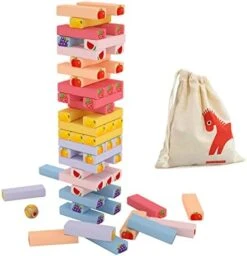 Gentle Monster Wooden Stacking Board Games, 54 Pcs Fruit Colored Tower Building Blocks Games For Kids, Wood Balancing Blocks Montessori Toy Gift For Boys Girls -Folkmanis Toys Shop 41FOQeGR5OL. AC