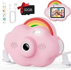 Selvim Upgrade Kids Selfie Camera, Christmas Birthday Gifts For Boys&Girls Age 3-9, HD Kids Digital Video Rainbow Camera For Toddler, Girl Toys Gifts For 3 4 5 6 7 8 Year Old With 32GB Card 13 Selvim Upgrade Kids Selfie Camera, Christmas Birthday Gifts For Boys&Girls Age 3-9, HD Kids Digital Video Rainbow Camera For Toddler, Girl Toys Gifts For 3 4 5 6 7 8 Year Old With 32GB Card -Folkmanis Toys Shop 41FTqH 8dTL. AC