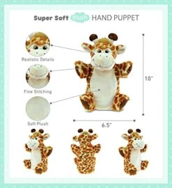 DolliBu Giraffe Plush Hand Puppet For Kids - Soft Plush Stuffed Animal Hand Puppet Toy For Puppet Show Games & Puppet Theaters For Kids, Adult Cute Puppets Educational Toy To Teach Children & Toddlers