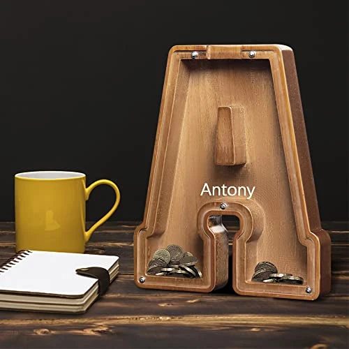 AORCMITN Large Wooden Letter Coin Personalized Piggy Bank For Boys Girls Kids Toddler Adults Money Bank Best Gift For Friends (9.2 Inch-J) 5 AORCMITN Large Wooden Letter Coin Personalized Piggy Bank For Boys Girls Kids Toddler Adults Money Bank Best Gift For Friends (9.2 Inch-J) - Image 3