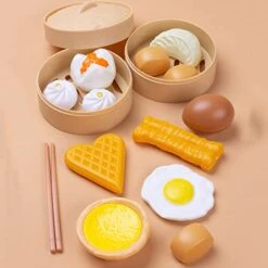 SAFIGLE Dumpling Toy 116 Pcs Kitchen Plastic Role Time Buns Game Miniature Birthday For Christmas Toys Cm Dim Steamer Cooking Kids Play Accessories Toy Tea X Dish Complete Cake Food | -Folkmanis Toys Shop 41FenpgvZ8L