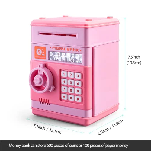 ATM Piggy Bank For Girls Boys, PhilaeEC Real Money Cash Coin Can Saving Box Electronic Money Safe Bank For Kids Baby And Adult Collection Games Supplies - Hot Birthday Gifts (Pink) 7 ATM Piggy Bank For Girls Boys, PhilaeEC Real Money Cash Coin Can Saving Box Electronic Money Safe Bank For Kids Baby And Adult Collection Games Supplies - Hot Birthday Gifts (Pink) - Image 5