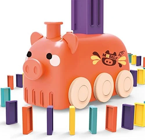 HSRBO Electric Domino Train Set 80 PCS,Train Building Stacking Block Toys,Creative Educational Gift Toy With Lights And Sound (Calf) 7 HSRBO Electric Domino Train Set 80 PCS,Train Building Stacking Block Toys,Creative Educational Gift Toy With Lights And Sound (Calf) - Image 5