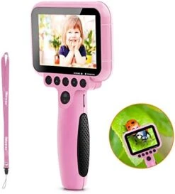 IMoway Kids Camera For Girl With Magnifier Function, Gift For Kids,1080P FHD Kids Digital Video Camera Assembled 3.5Inch Large Screen With 8GB SD Card, Toys For Children,(Pink) -Folkmanis Toys Shop 41Irb80nUhL. AC