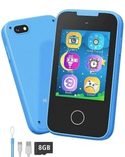 Shiningstone Kids Toddler Toy Phone For Girls Boys Age 3-6, MP3 Music Player With Dual Camera, Kids Phone For Boys 3 4 5 6 7 Year Old, Best Christmas Birthday Gifts For Kids(Blue)