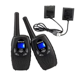 Retevis RT628 Walkie Talkie For Kids VOX Portable 22 Channel Kids Walkie Talkies Bundle With USB Charging 1000mAh Rechargeable Battery(Black, 1 Pack)