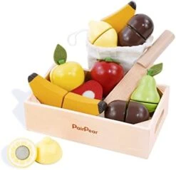PairPear Wooden Play Food Cutting Fruit Set - Wooden Toys For Toddlers Toy Food Play Kitchen Accessories -Folkmanis Toys Shop 41Ixv38CRML. AC
