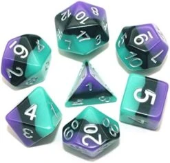 7PCS Polyhedral DND Dice, D&D Dice Set Translucent Tricolour Resin Dice With 3 Overlays For Role Playing Dice Games As DND RPG MTG Table Games (White Violet Blue) -Folkmanis Toys Shop 41J4kXiTPrL. AC