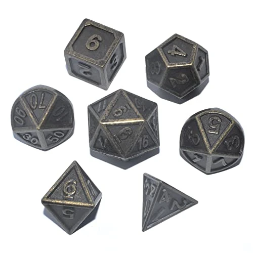 Dungeons And Dragons Dice Set,RULE DICE Metal DND Dice Set With Gifts Box For Role Playing Game,7PCS Polyhedral D&D Dice Kit(Bronze Plated) 3 Dungeons And Dragons Dice Set,RULE DICE Metal DND Dice Set With Gifts Box For Role Playing Game,7PCS Polyhedral D&D Dice Kit(Bronze Plated)