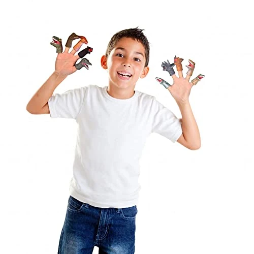 FUN LITTLE TOYS 10 PCS Dinosaur Finger Puppets For Kids Rubber, Soft Realistic Pinata Stuffers Set, Bath Dinosaur Head Finger Toys, Animal Hand Puppet Bulk Birthday Party Supplies Favors Decorations 6 FUN LITTLE TOYS 10 PCS Dinosaur Finger Puppets For Kids Rubber, Soft Realistic Pinata Stuffers Set, Bath Dinosaur Head Finger Toys, Animal Hand Puppet Bulk Birthday Party Supplies Favors Decorations - Image 4