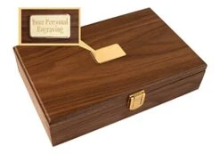 Alex Cramer Company Club 52 Luxury Domino Set With Black Walnut Case - Professional Tournament Domino Set - 28 Indestructible Double-Six Dominoes (Domino Set With Personalized Brass Plate)