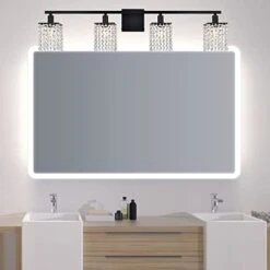 LauxaL 4 Light Crystal Vanity Lights Black Bathroom Lighting Fixture Over Mirror Modern Crystal Wall Sconce Industrial Farmhouse Style Hallway Wall Light For Living Room Bedroom Hallway -Folkmanis Toys Shop 41Jtk2grD3L